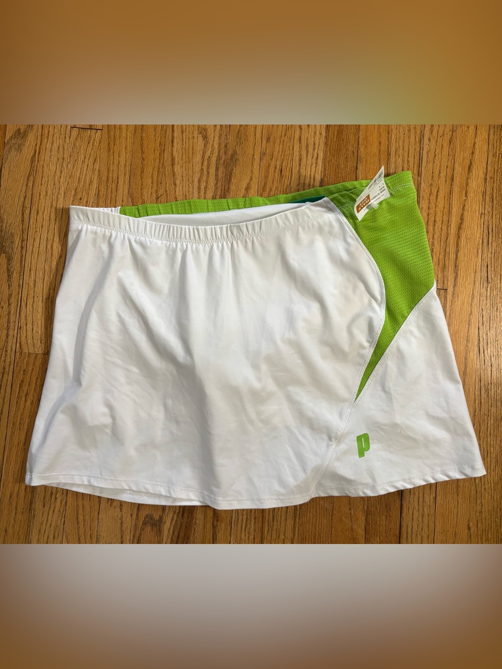 Women’s Prince White Tennis Skort with Lime Green Accent